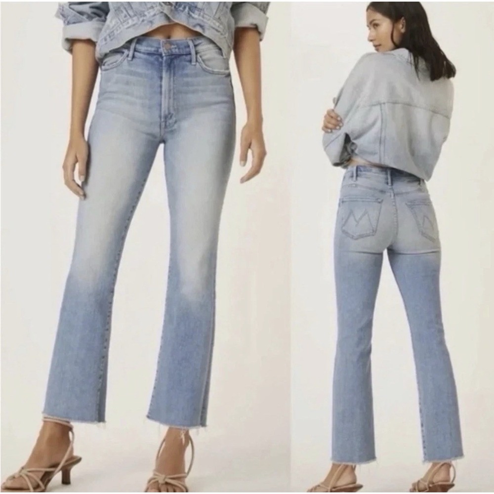 MOTHER The Hustler Ankle Fray Jeans Au Revoir Size 27 Light Wash Denim Designer